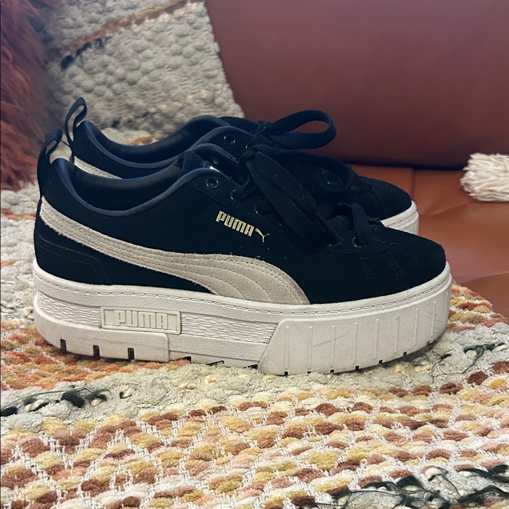 PUMA Women's Black and White Platform Sneakers